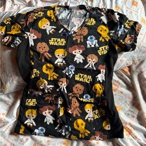 Star Wars Black Gray Brown Patterned Top